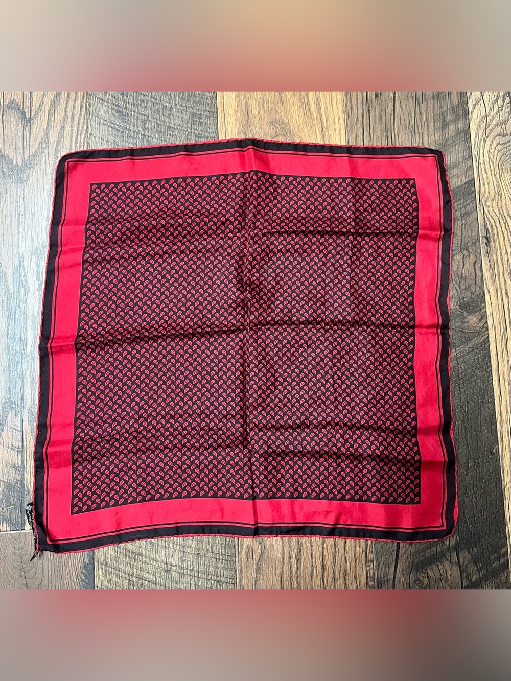 Gorgeous Vintage Made in Italy Silk Scarf - Red & Black Paisley
